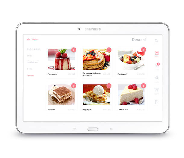 Emenu tablet restaurant menu with self-ordering mode